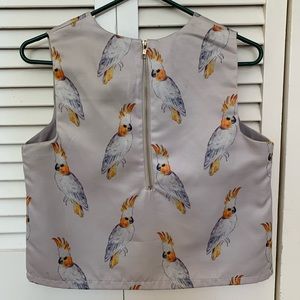 Bird crop top, zipper back